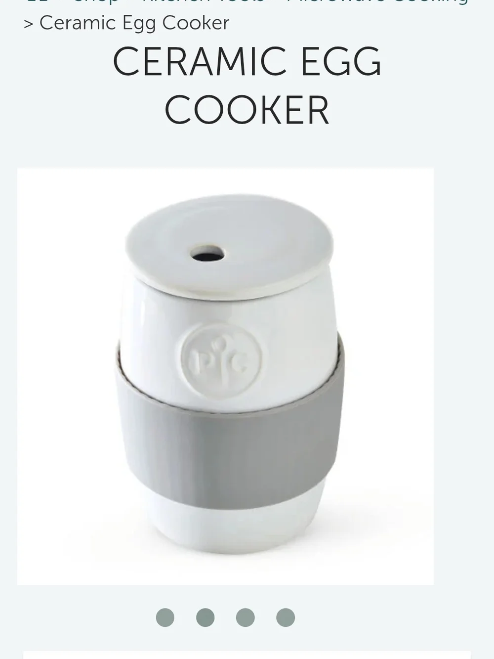 Pampered Chef White Ceramic Egg Cooker with Gray Silicone Grip - NEW